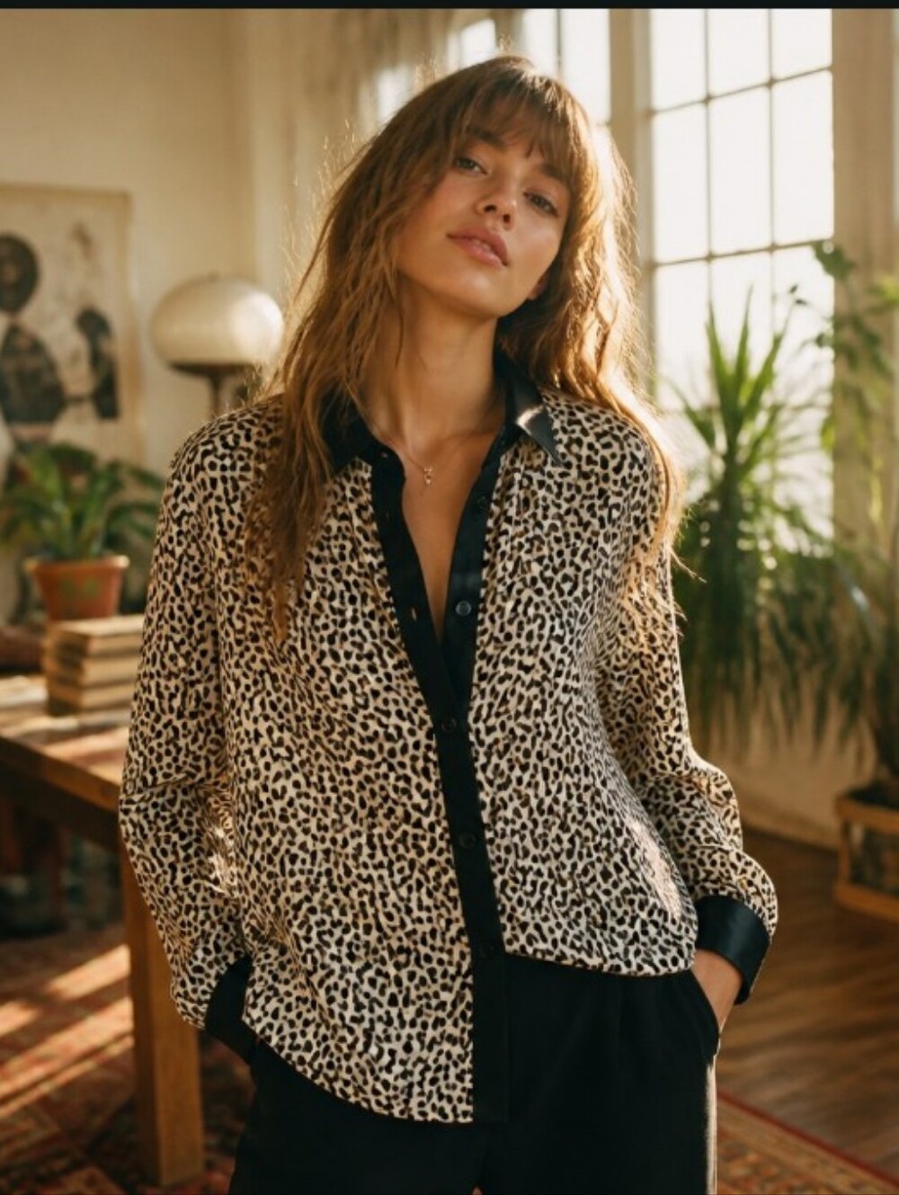 Chico's Leopard Print Button-Down Blouse - Beige/Black
